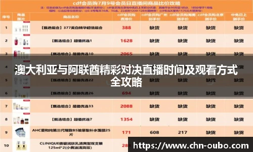 澳大利亚与阿联酋精彩对决直播时间及观看方式全攻略